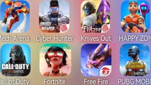 Call Of Duty,Fortnite,Free Fire,PUBG MOBLIE,HAPPY ZONE,Knives Out,Cyber Hunter,Mech Arena........