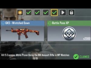 Call Of Duty Mobile Kill 5 Enemies While Prone Using M4 Assault Rifle in MP Matches Task Complete